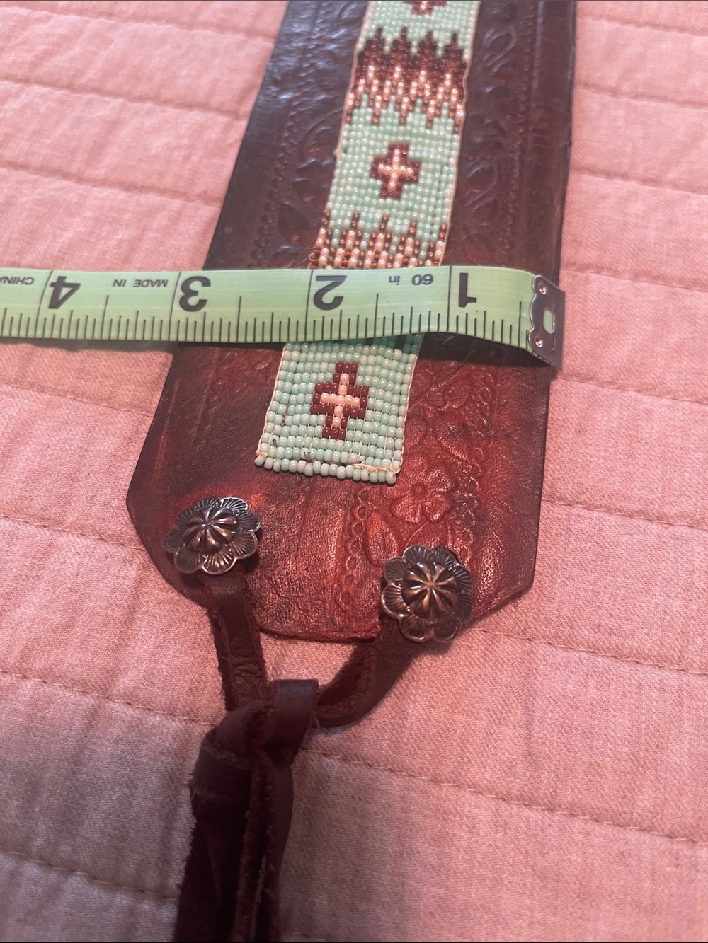 Brit West Turquoise and Brown Beaded Leather Belt - Women's Boho Accessory